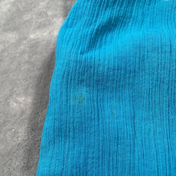 Pink Chicken Dress Womens Medium Blue Boho Hippie Gauzy Embroidered Flowy Tassel - Picture 10 of 13